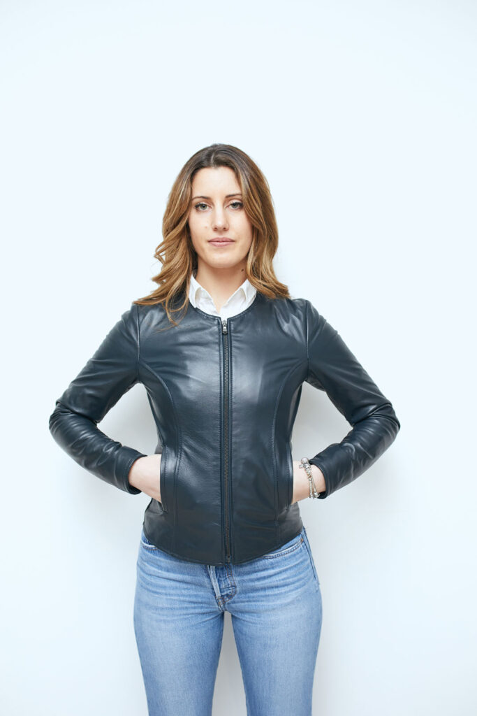 Biker donna in nappa blu