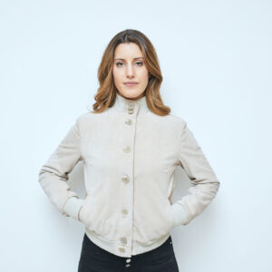 Bomber avorio scamosciato donna