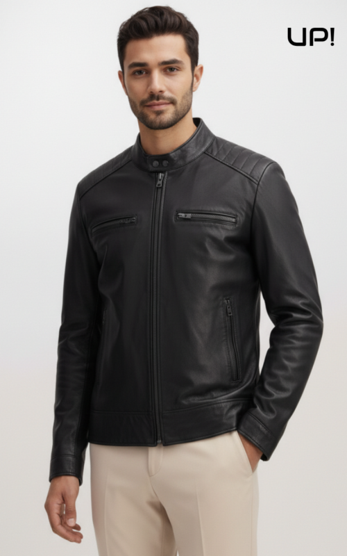 BIKER UOMO IN NAPPA NATURALE BLACK GIANNI| UP031